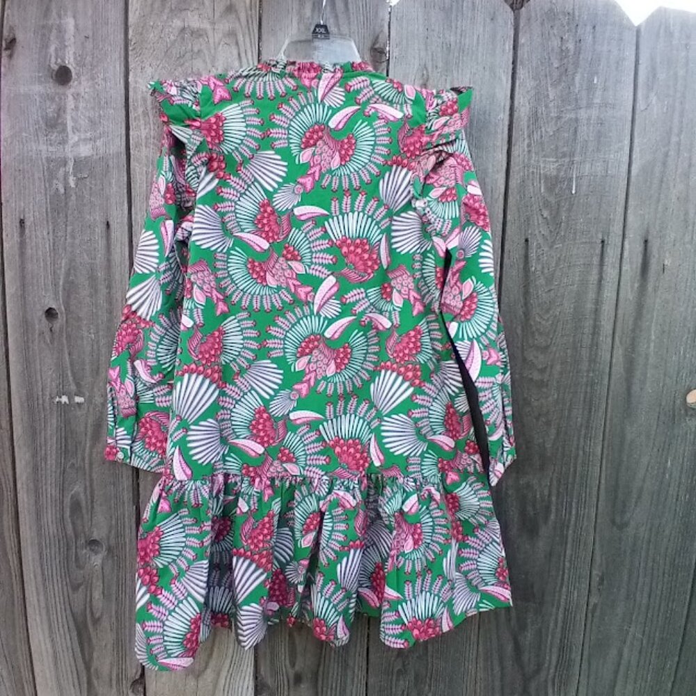 Michelle McDowell Toucan Tango Dress Women S Green Colored Tunic Poplin New - Picture 2 of 13